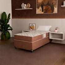 Cama Box Solteiro + Colchão D33 One Face - 56x88x188cm - Suede Marrom