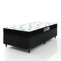 Cama Box Solteiro Colchão Espuma 88x188x50cm Polar Branco / Preto Cama Box Solteiro Colchão Espuma 88x188x50cm Polar Branco / Preto