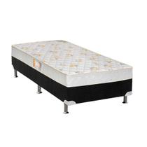 Cama Box Solteiro: Colchão Espuma Castor D28 Sleep Max + Base CRC Suede Black(88x188)