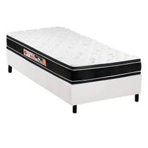 Cama Box Solteiro: Colchão Espuma Castor D33 Black e White + Base CRC Courano White(88x188)