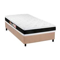 Cama Box Solteiro: Colchão Espuma Castor D45 Black e White AIR Double Face + Base CRC Suede Clean(88x188) Cama Box Solteiro: Colchão Espuma Castor D45 Black e White AIR Double Face + Base CRC Suede Clean(88x188)