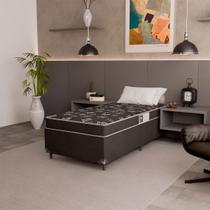 Cama Box Solteiro + Colchão Espuma D20 - 51x88x188cm - Suede Preto - e-Shop Casa