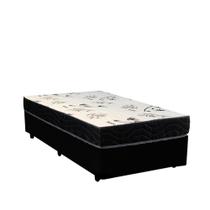 Cama Box Solteiro Colchão Espuma D23 Bambo Branco Ducci + Box Sintético Preto (52x78x188)