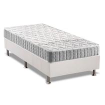 Cama Box Solteiro: Colchão Espuma D33 Anjos Orthosono + Base CRC Courano White(88x188)