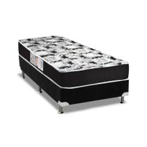 Cama Box Solteiro: Colchão Espuma D33 Luckspuma Supreme + Base CRC Suede Black(88x188)