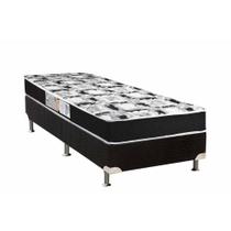 Cama Box Solteiro: Colchão Espuma D33 Luckspuma Supreme Black Pró Saúde Duplo + Base CRC Suede Black(88x188)