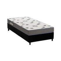 Cama Box Solteiro: Colchão Espuma D33 Ortobom Light Saúde + Base CRC Suede Black (88x188)