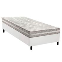 Cama Box Solteiro: Colchão Espuma D33 Paropas D45/ Pro Sono Double Face Prata + Base CRC Courano White (88x188)