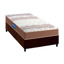 Cama Box Solteiro: Colchão Espuma D33 Probel Guarda Costas + Base CRC Suede Brown(88x188)