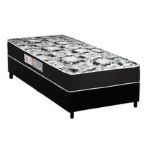 Cama Box Solteiro: Colchão Espuma D45 Luckspuma Gran Luck Black + Base CRC Suede Black(88x188) Cama Box Solteiro: Colchão Espuma D45 Luckspuma Gran Luck Black + Base CRC Suede Black(88x188)