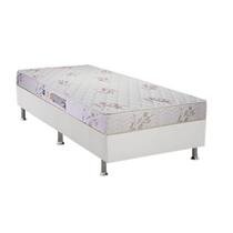 Cama Box Solteiro: Colchão Espuma D45 Luckspuma Gran Luck Floral Pró Saúde + Base CRC Courano White(88x188)