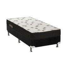 Cama Box Solteiro: Colchão Espuma D45 Ortobom Light Saúde Ortopilow + Base CRC Suede Black(88x188)