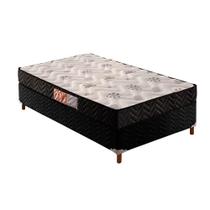 Cama Box Solteiro: Colchão Espuma D45 Paropas Pasquale + Base CRC Suede Black(88x188)