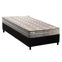 Cama Box Solteiro: Colchão Espuma D45 Paropas Pasquale Plus Gray + Base CRC Suede Black (78x188)