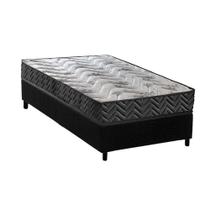 Cama Box Solteiro: Colchão Espuma D45 Paropas Pasquale Wave Black + Base CRC Suede Black (88x188)