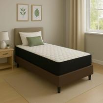 Cama Box Solteiro + Colchão Espuma D45 Sintético Marrom 17x78x188cm