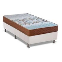 Cama Box Solteiro: Colchão Espuma Kappesberg D40 Sonolev + Base CRC Courano White(88x188)