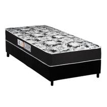 Cama Box Solteiro: Colchão Espuma Luckspuma D45 Gran Luck Black + Base CRC Suede Black(88x188)