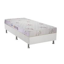Cama Box Solteiro: Colchão Espuma Luckspuma D45 Gran Luck Floral Pró Saúde + Base CRC Courano White(88x188)