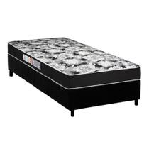 Cama Box Solteiro: Colchão Espuma Luckspuma D45 Gran Luck Pro + Base CRC Suede Black(88x188)