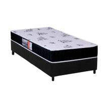 Cama Box Solteiro: Colchão Espuma Orthoflex D28 Nápoles + Base CRC Suede Black(88x188)
