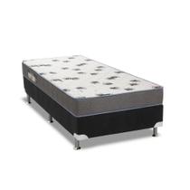 Cama Box Solteiro: Colchão Espuma Ortobom D33 Light + Base CRC Courano Black(88x188) Cama Box Solteiro: Colchão Espuma Ortobom D33 Light + Base CRC Courano Black(88x188)