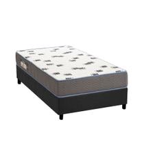 Cama Box Solteiro: Colchão Espuma Ortobom D33 Light + Base CRC Suede Gray(88x188)