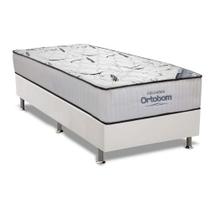 Cama Box Solteiro: Colchão Espuma Ortobom D45 High Foam + Base CRC Courano White(88x188)