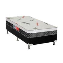 Cama Box Solteiro: Colchão Espuma Plumatex D28/EP Falcon Ultra Firme + Base CRC Suede Black(88x188)