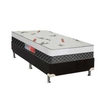 Cama Box Solteiro: Colchão Espuma Plumatex D28 Falcon Ultra Firme + Base CRC Suede Black(88x188)