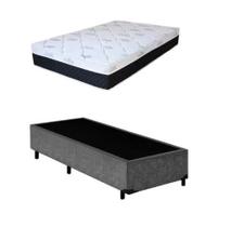 Cama Box Solteiro Colchão Mola Bonnel Acolchões + Box Sintético 68x88x188