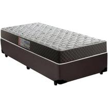 Cama Box Solteiro Colchão Mola Bonnel Belos Sonhos + Box Sintético 60x88x188 Marrom