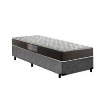 Cama Box Solteiro Colchão Mola Ensacada Premium + Box Suede 60x88x188 Cor:Cinza