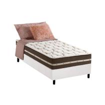 Cama Box Solteiro: Colchão Molas Anjos Superlastic Classic + Base CRC Courano Branco(88x188)