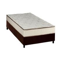 Cama Box Solteiro: Colchão Molas Bonnel Luckspuma Montreal Spring + Base CRC Suede Brown(88x188)