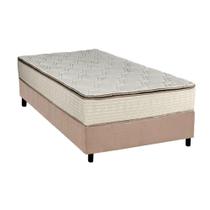 Cama Box Solteiro: Colchão Molas Bonnel Luckspuma Montreal Spring + Base CRC Suede Clean(88x188)