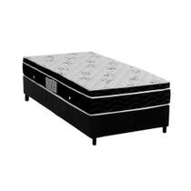 Cama Box Solteiro: Colchão Molas Bonnel Ortobom Nanolastic Physical Spring + Base CRC Suede Black(78x188)