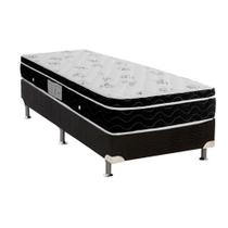 Cama Box Solteiro: Colchão Molas Bonnel Ortobom Nanolastic Physical Spring + Base CRC Suede Black(88x188)