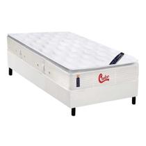 Cama Box Solteiro: Colchão Molas Castor Pocket Gold Star SLX Vitagel One Face + Base CRC Courano White(88x188)
