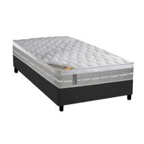 Cama Box Solteiro: Colchão Molas Castor Pocket Premium Gel + Base CRC Suede Gray(88x188)