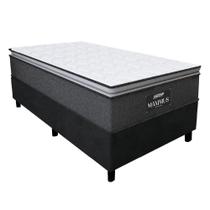 Cama Box Solteiro Colchão Molas Ensacadas 88x188x67cm Cinza / Preto Suporta Até 120kg Cinza / Branco