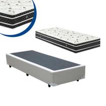 Cama Box Solteiro Colchão Molas Ensacadas + Box Sintético Branco 62x88x188 Cama Box Solteiro Colchão Molas Ensacadas + Box Sintético Branco 62x88x188