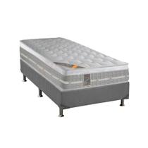 Cama Box Solteiro: Colchão Molas Ensacadas Castor Pocket Premium Gel + Base CRC Suede Gray(88x188)