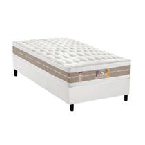 Cama Box Solteiro: Colchão Molas Ensacadas Castor Pocket Silver Star Air Double Face + Base CRC Courano White(88x188)