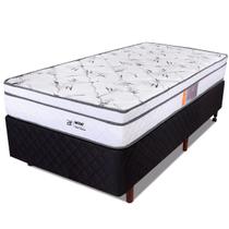Cama Box Solteiro Colchão Molas Ensacadas Com Pillow e Box Preto 88x188x61cm - BF Colchões
