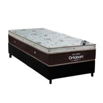 Cama Box Solteiro: Colchão Molas Ensacadas Ortobom Sleep King + Base CRC Suede Black (88x188)