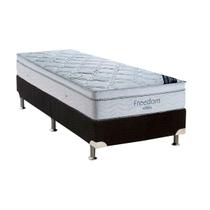 Cama Box Solteiro: Colchão Molas Ensacadas Ortobom SuperPocket Freedom + Box Universal CRC Camurça Black(88x188)