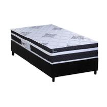 Cama Box Solteiro: Colchão Molas Ensacadas Paropas Basic Black + Base CRC Suede Black (88x188)