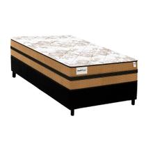 Cama Box Solteiro: Colchão Molas Ensacadas Plumatex Smart Milano + Base CRC Suede Black (88x188)