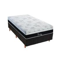 Cama Box Solteiro: Colchão Molas Ensacadas Polar Diamond + Base CRC Rústico Black (88x188)